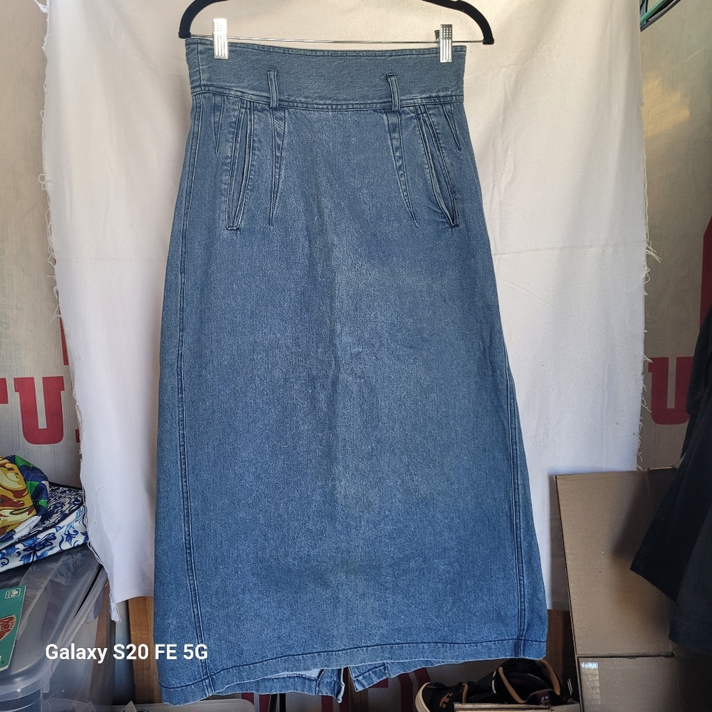 Vintage Crazy Horse Denim Blue Women's Skirt Size 12 Fitted